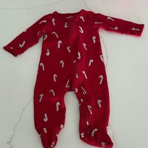 Carter's Festive Red Candy Cane Footie